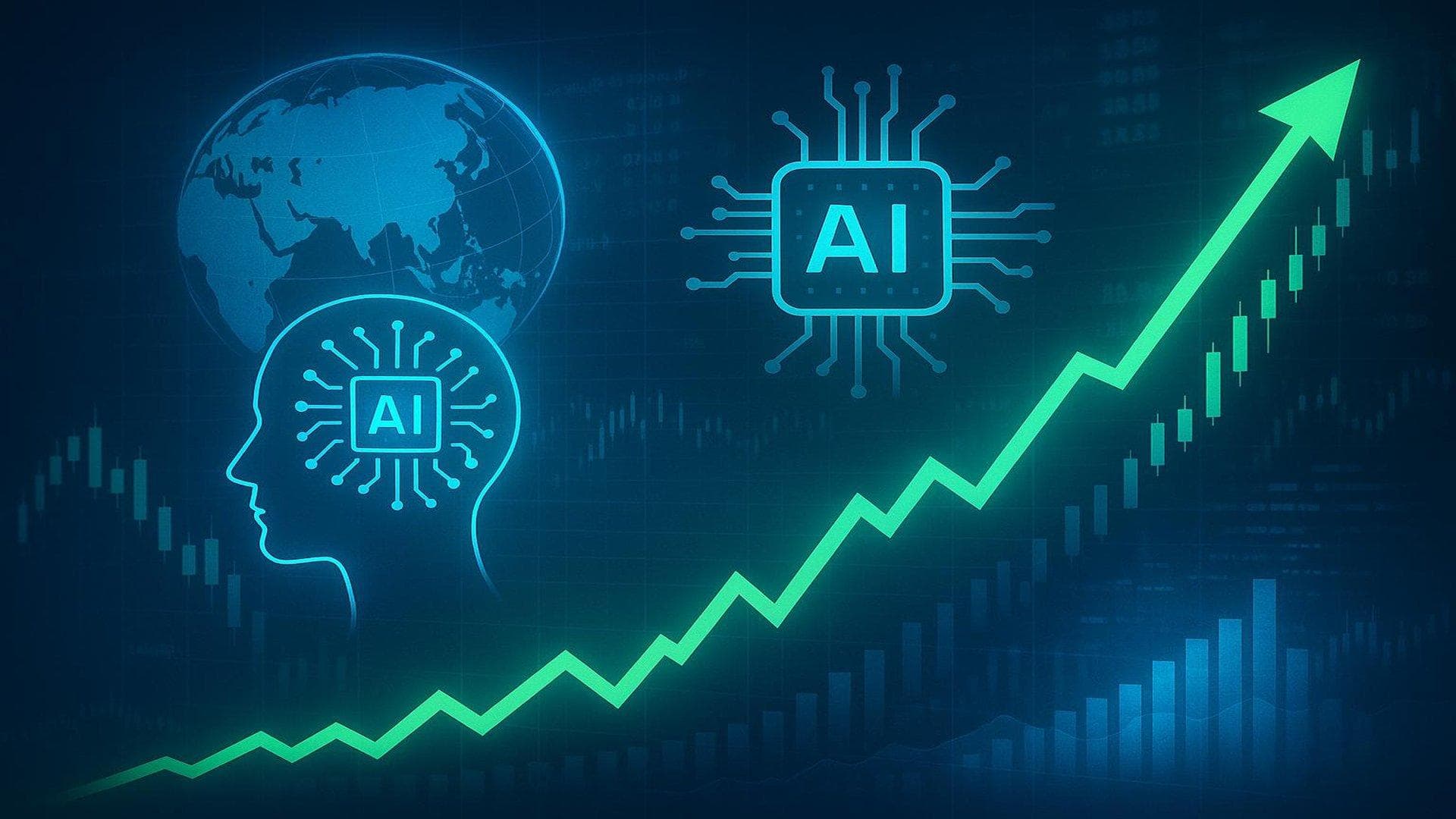 AI and tech stocks drive Asia and US futures higher, market rally visualization, Fed cues focus