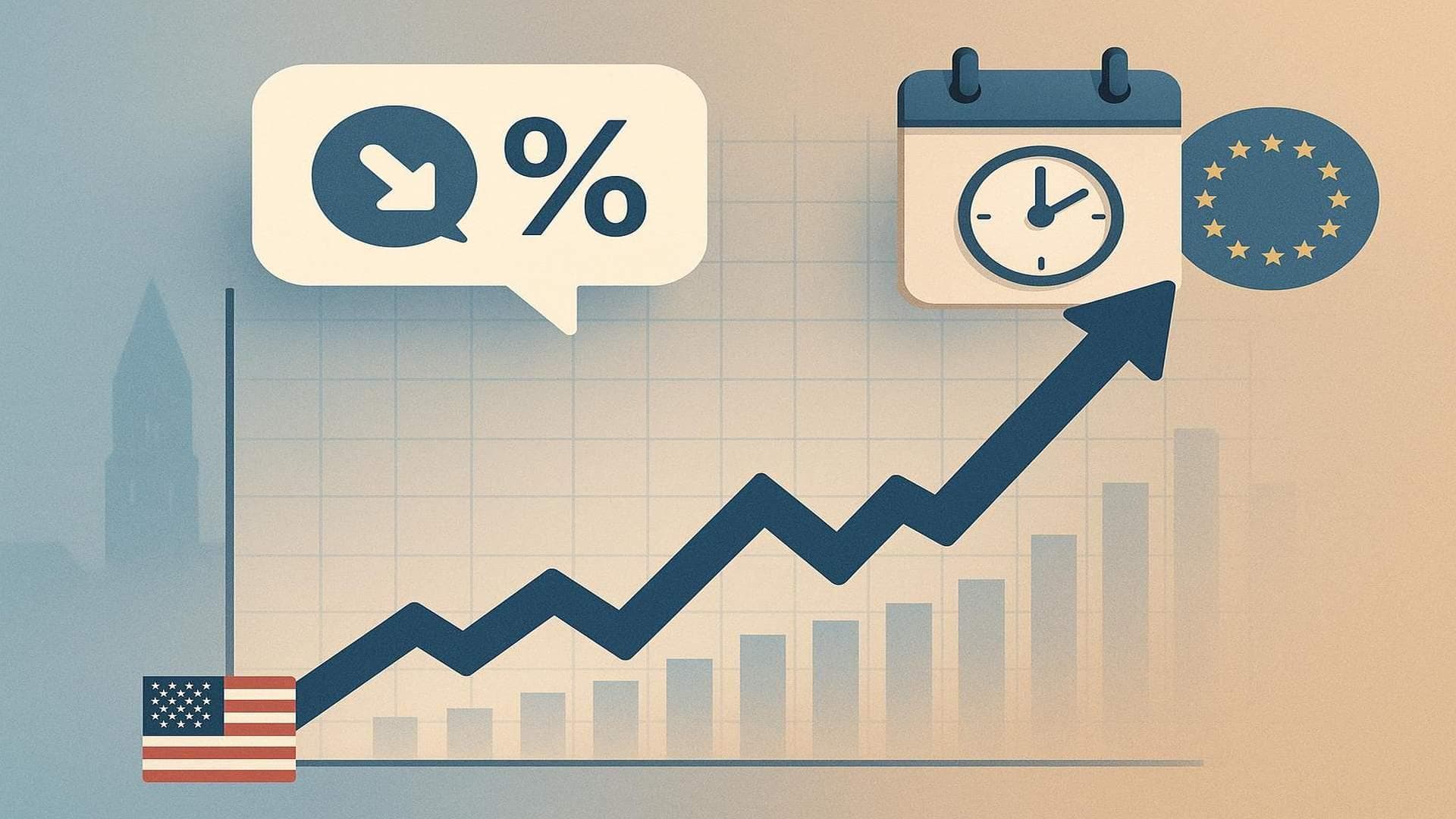 U.S. stock market surge visualization with Fed rate cut commentary and risk asset boost
