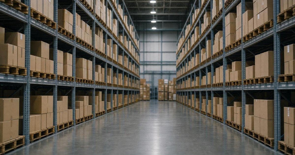 Warehouse shelves stacked with shipping boxes, illustrating GME and EBAY takeover bid news