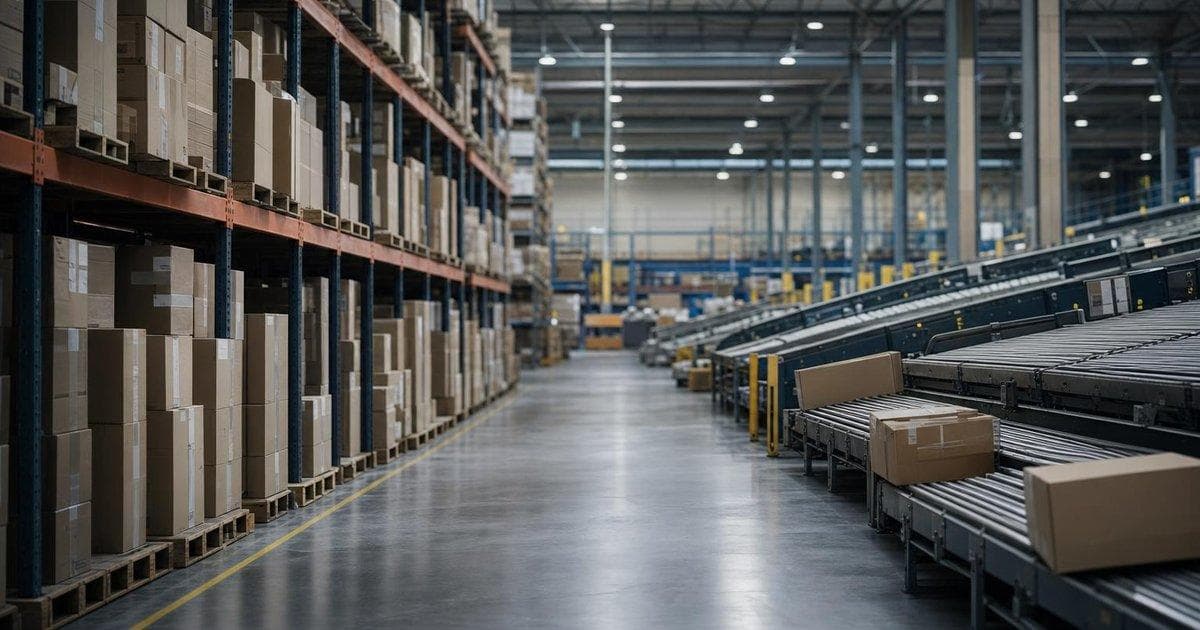 Warehouse shelves with shipping boxes symbolize GME bid for EBAY in cash-stock acquisition deal