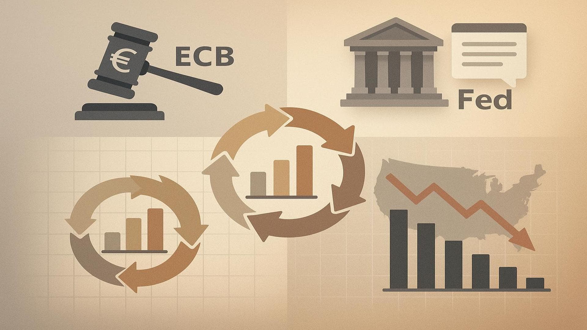 Sector rotation chart showing US equities pressured by ECB and Fed policy commentary