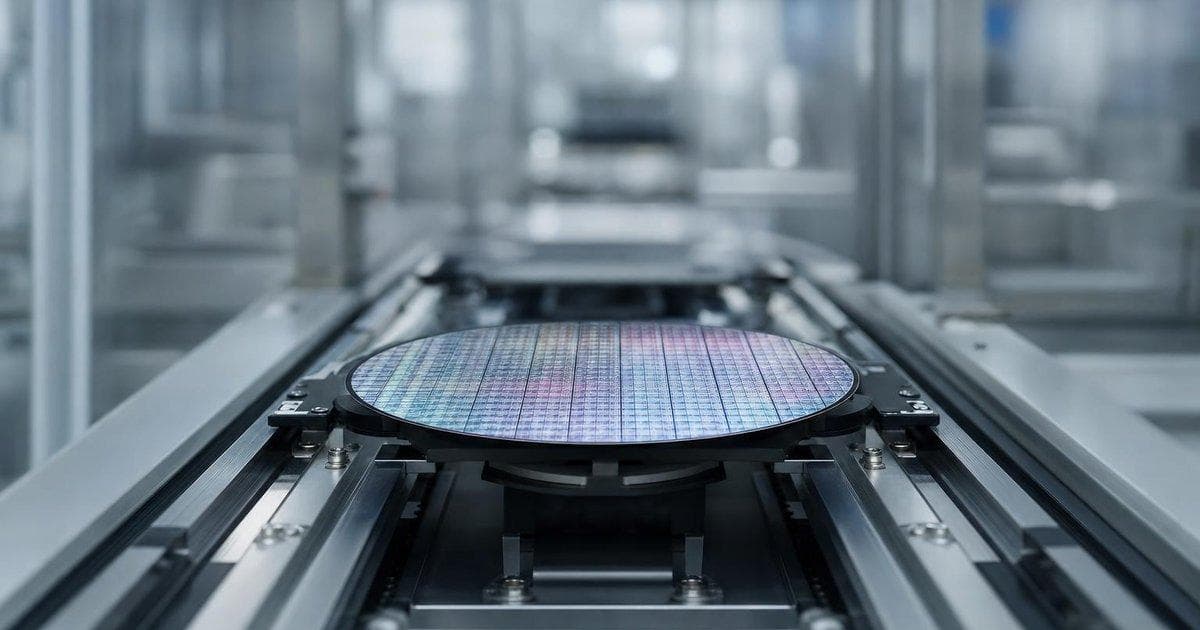 Semiconductor wafers in a chip fab illustrating tech strength offsetting weak US jobs data