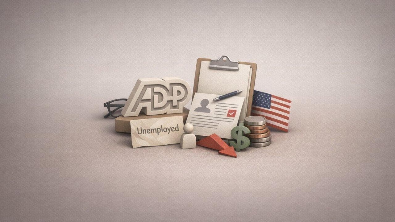 US stocks decline chart with ADP payroll miss and jobless claims impacting equities and USD