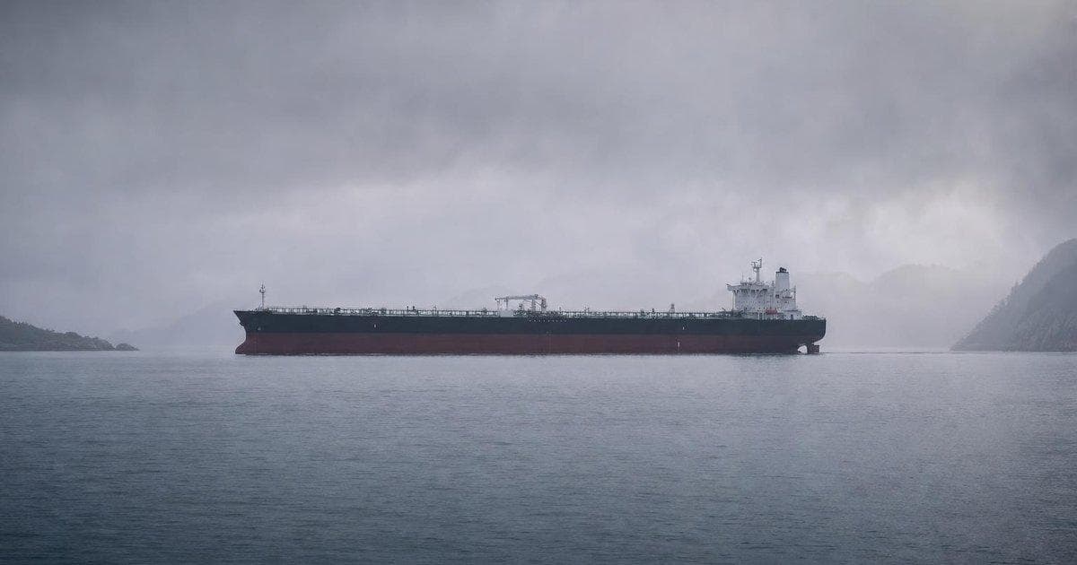 Oil tanker navigating a narrow sea lane as Strait of Hormuz tensions disrupt crude and shipping markets
