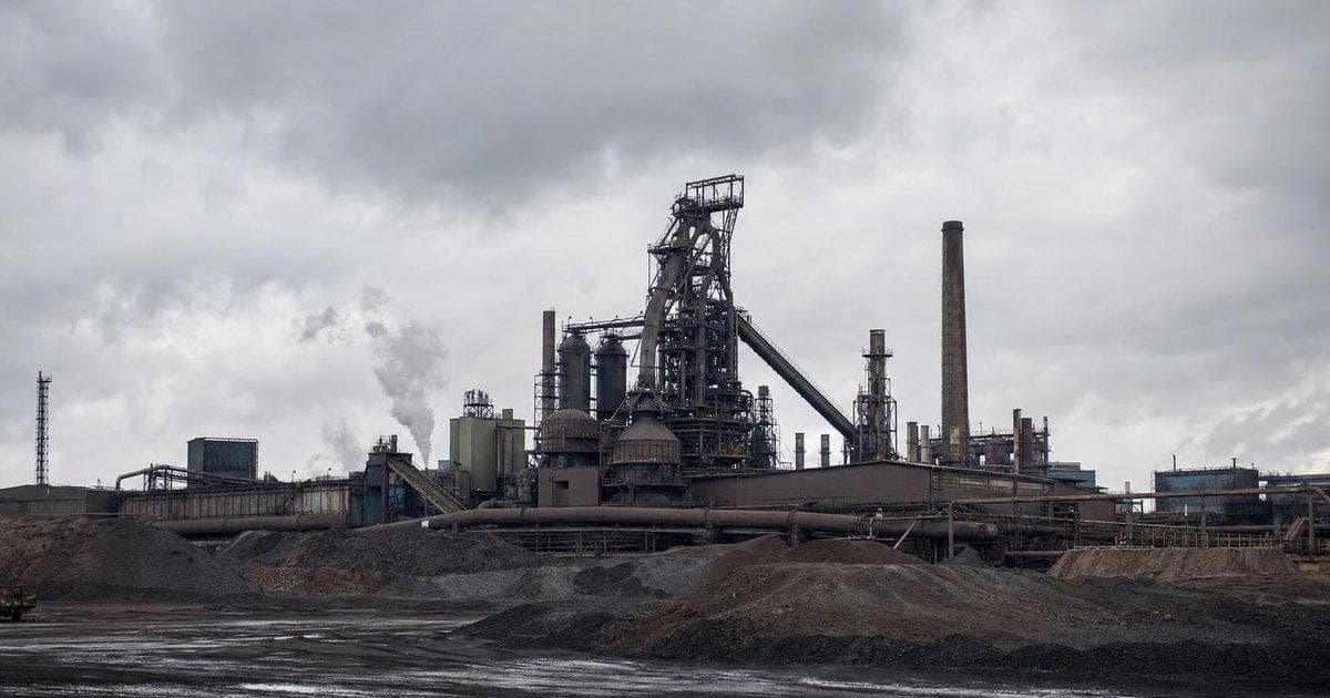 Steel blast furnace complex at a major UK steelworks as government moves to full nationalisation of steel industry