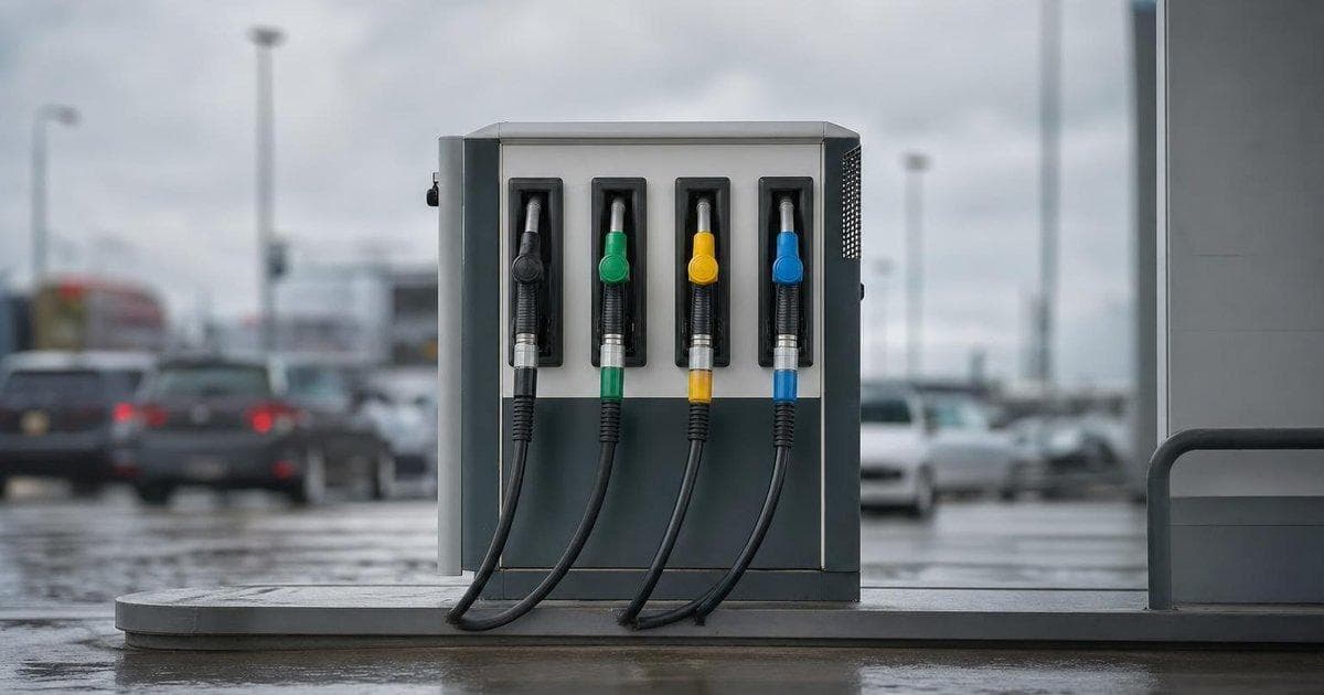 Gas station fuel pumps as US gasoline prices surge before summer driving season