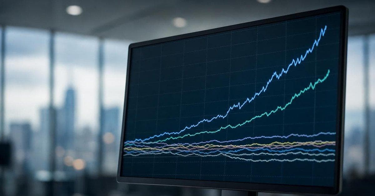 Stock market trading screen with a few leading gainers driving a narrow Wall Street rally