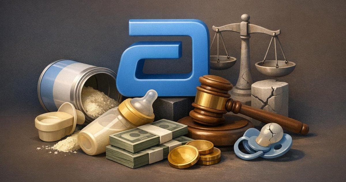 Abbott infant formula legal verdict illustration highlighting $53M jury award and lawsuits risk