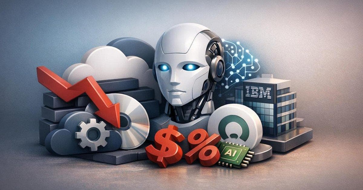 Chart of software stocks falling after IBM and ServiceNow earnings amid AI-related revenue concerns