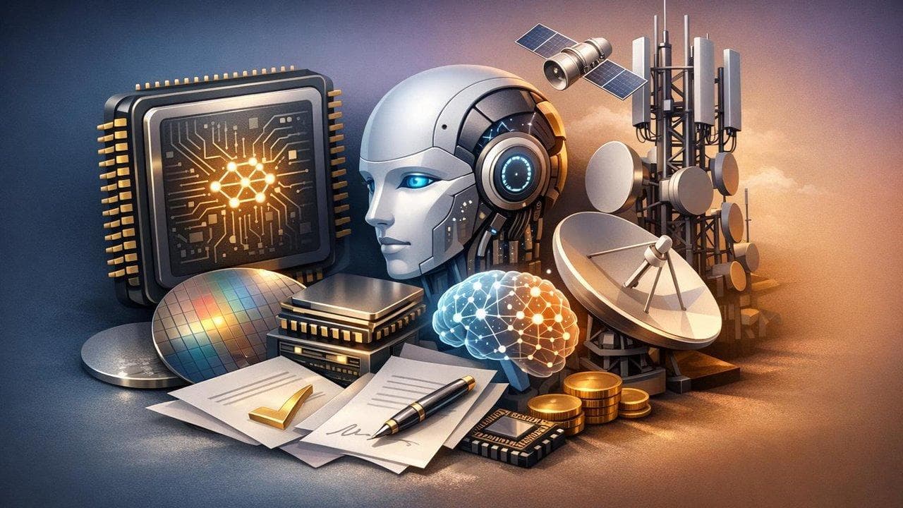 AI sector growth visualization with chip and platform vendors expanding through new contracts and deals