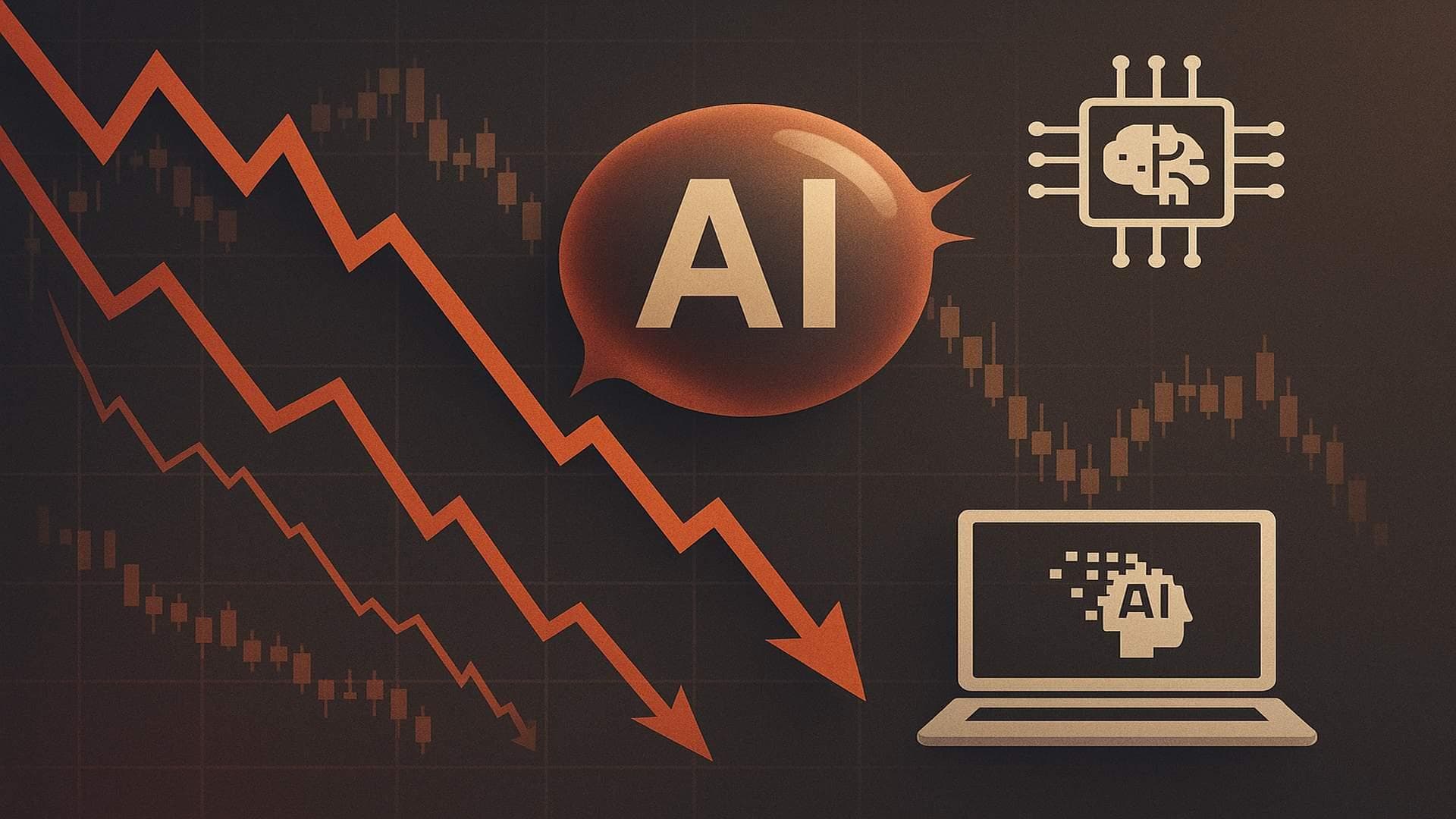 Tech stocks decline visualization with AI theme and market sell-off indicators