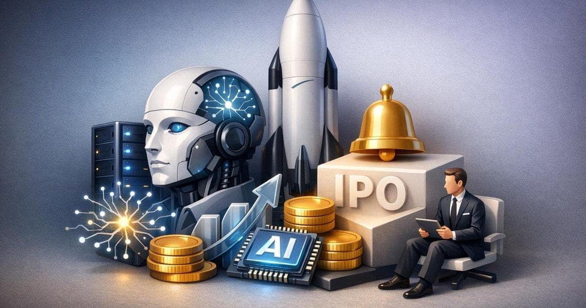 AI and tech stocks rally chart with data-center spending surge and SpaceX IPO theme