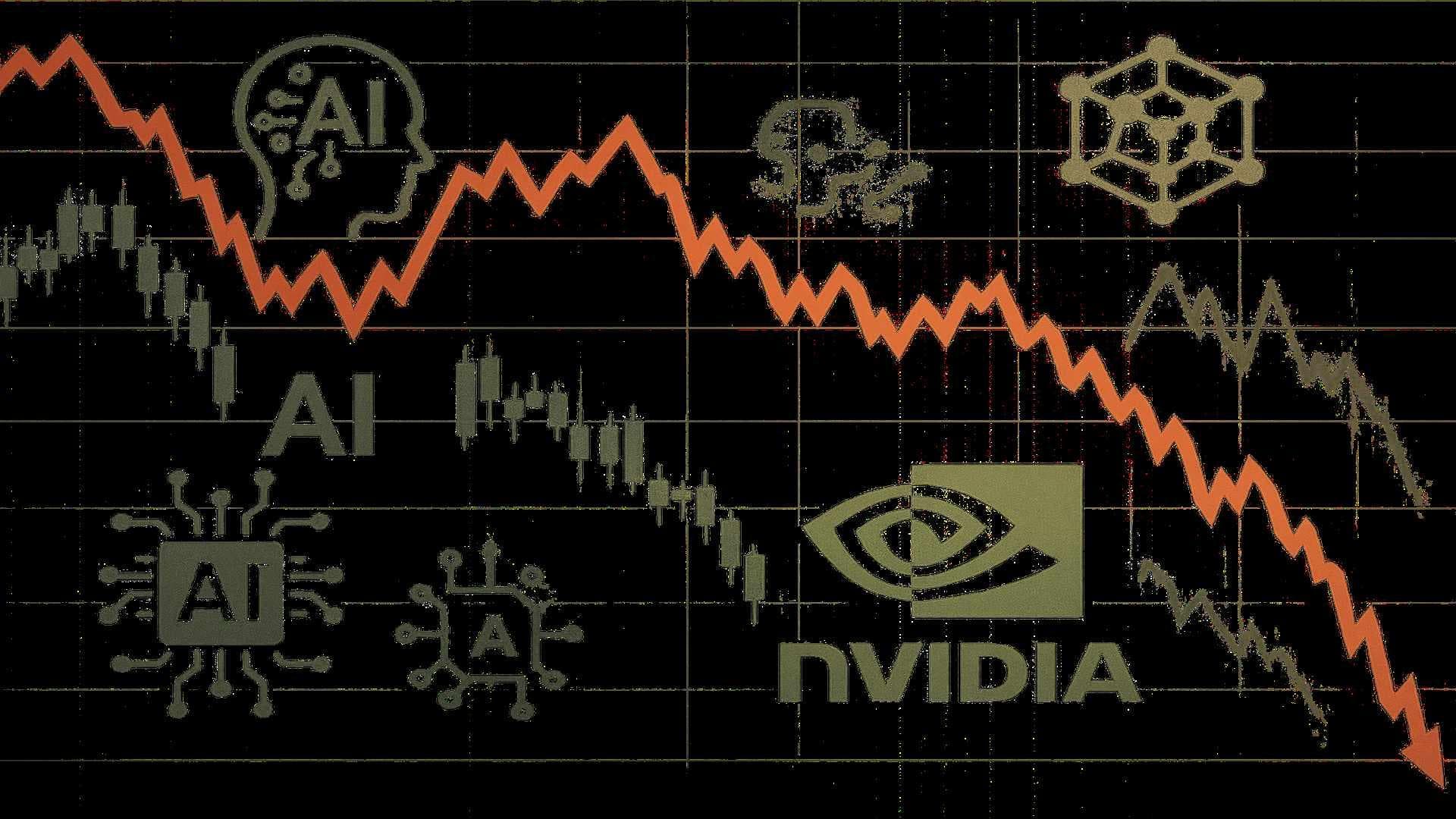 AI stocks and Nvidia price chart showing volatility and decline amid market uncertainty