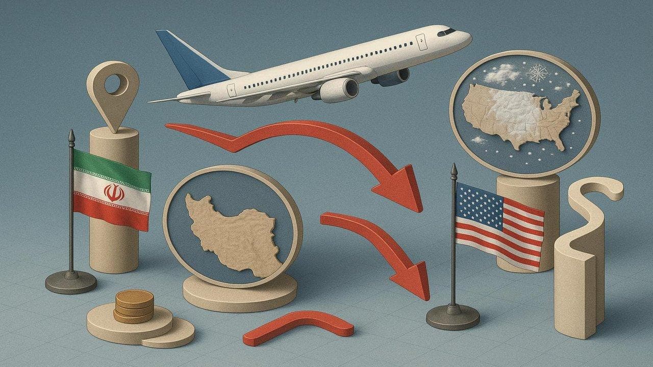 Airlines reroute flights map showing Iran tensions and Middle East travel disruption
