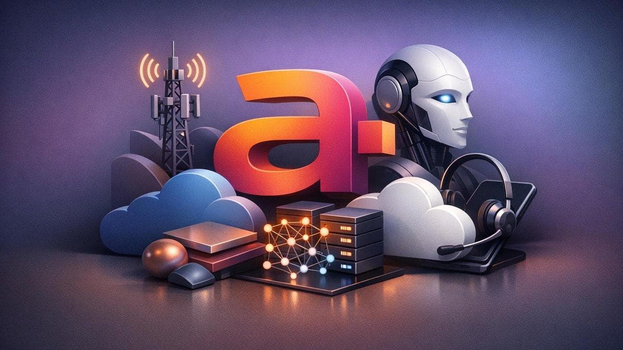 Amdocs logo with cloud and AI icons representing expanded alliances with cloud giants