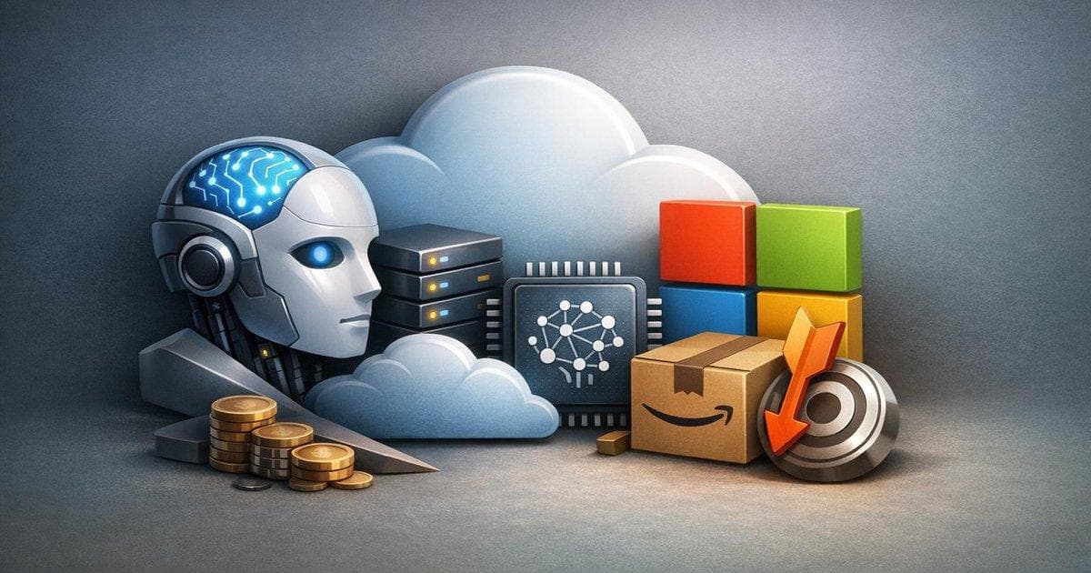 Chart showing Microsoft and Amazon stock performance amid AI and cloud spending margin pressures