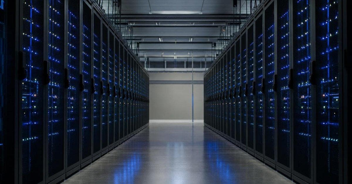 Modern data center server racks symbolizing expanded cloud compute capacity for AI model performance gains