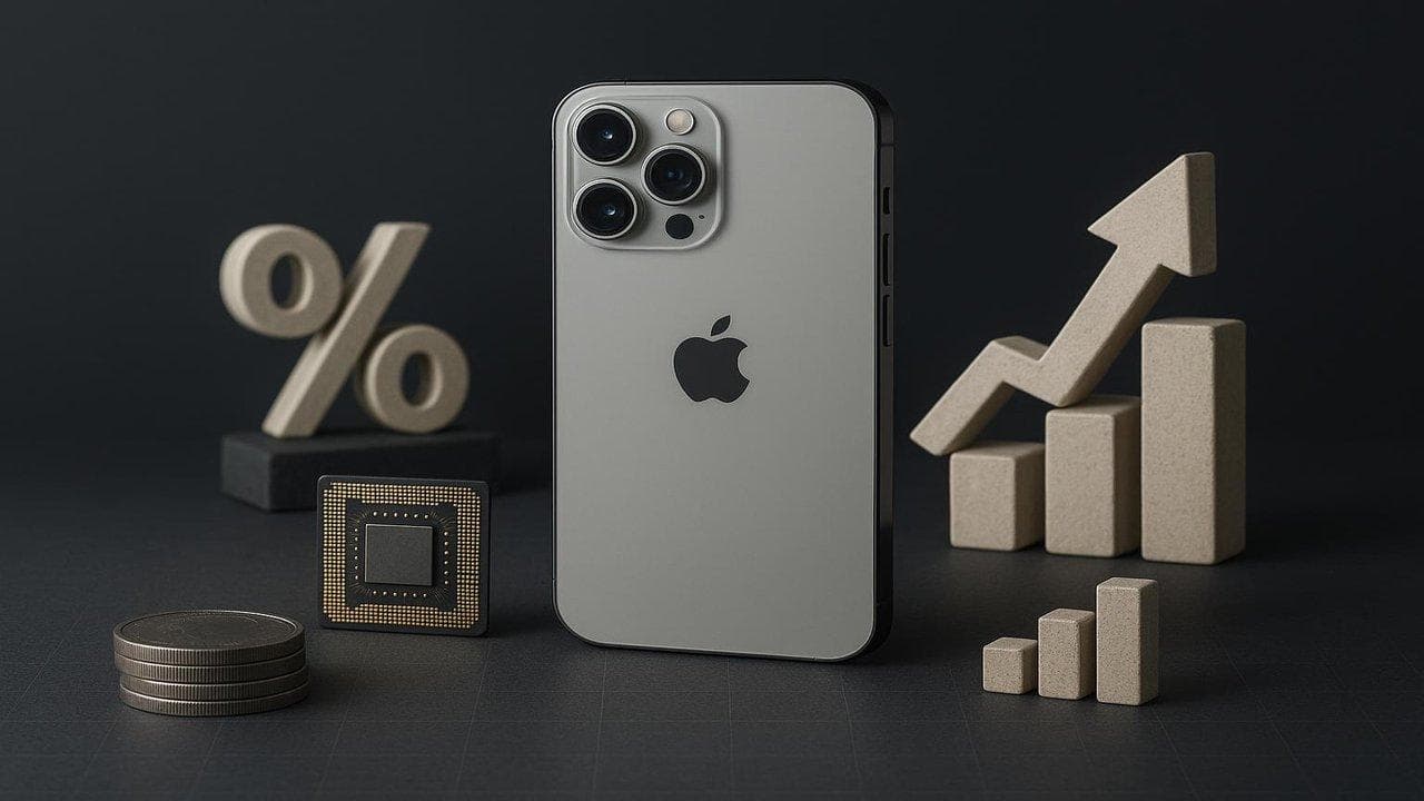 Apple logo with premium iPhones and AI chip shortage theme for 2026 lineup strategy