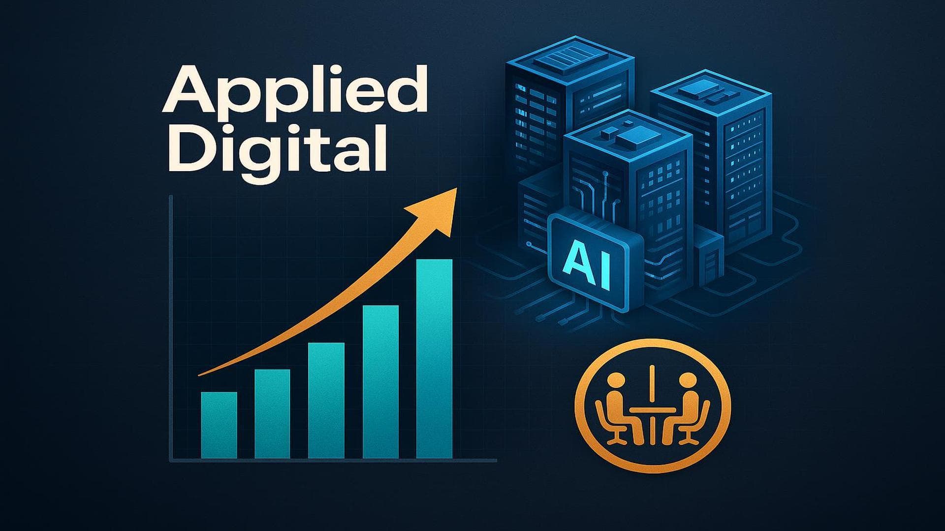 Applied Digital revenue growth chart with AI data center expansion and spin-off strategy visualized