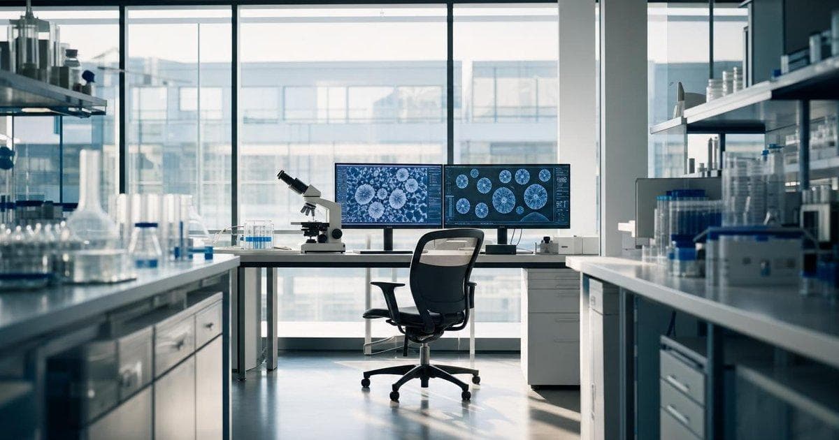 Oncology research lab scene illustrating positive ASCO 2026 biotech leukemia and pediatric tumor data