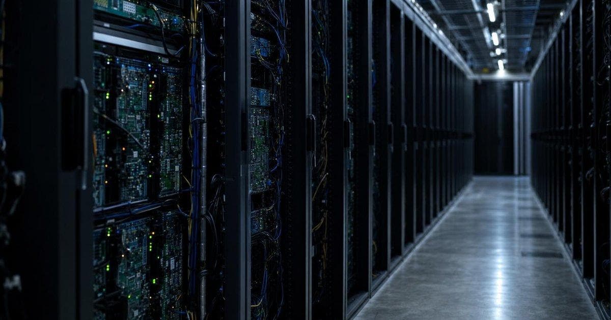 Data center server racks symbolize Asia tech stocks and AI chip volatility dragging regional markets lower