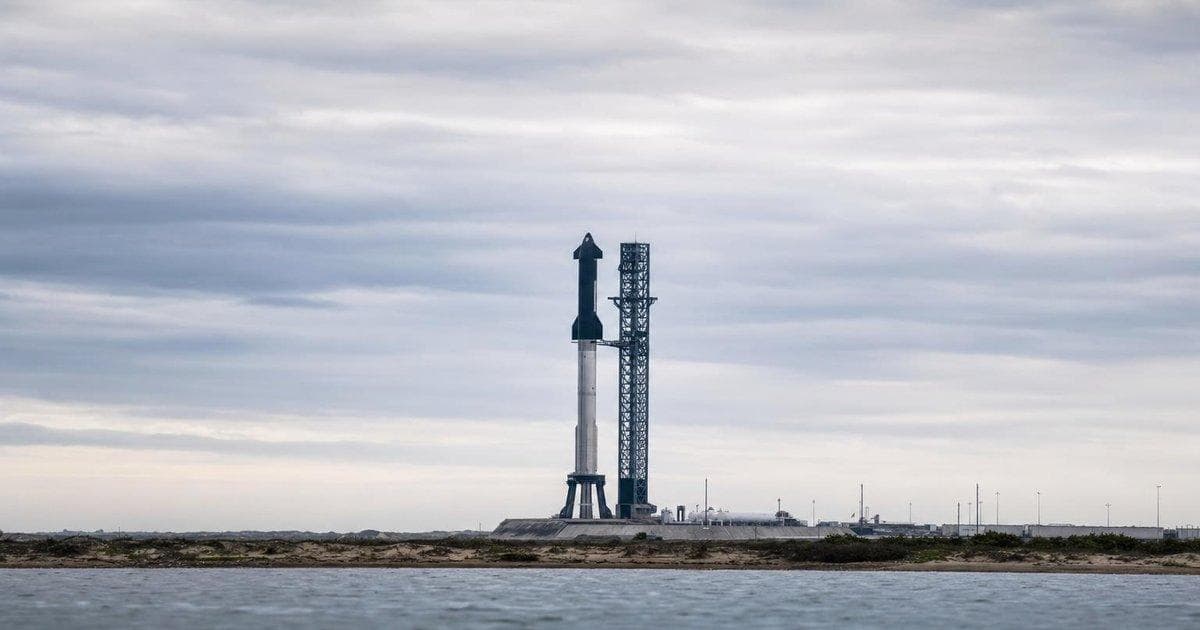 Reusable rocket on launch pad at commercial spaceport illustrating aerospace IPO and AI growth outlook