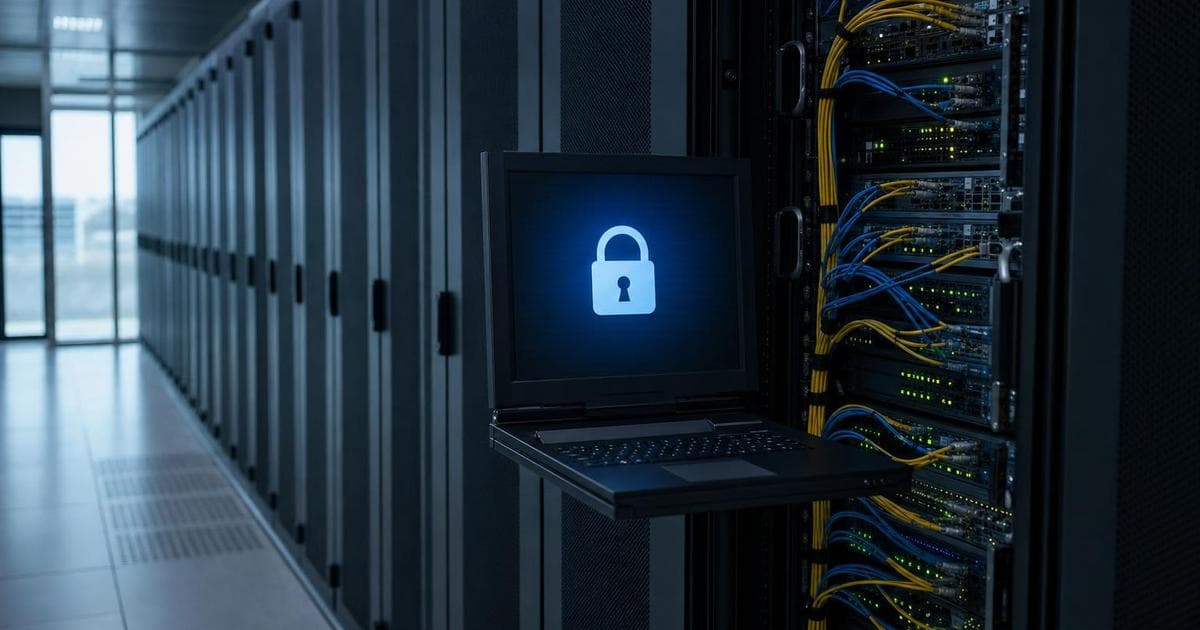 Data center servers and security interface representing best cybersecurity stocks PANW CRWD FTNT ZS NET in June 2026