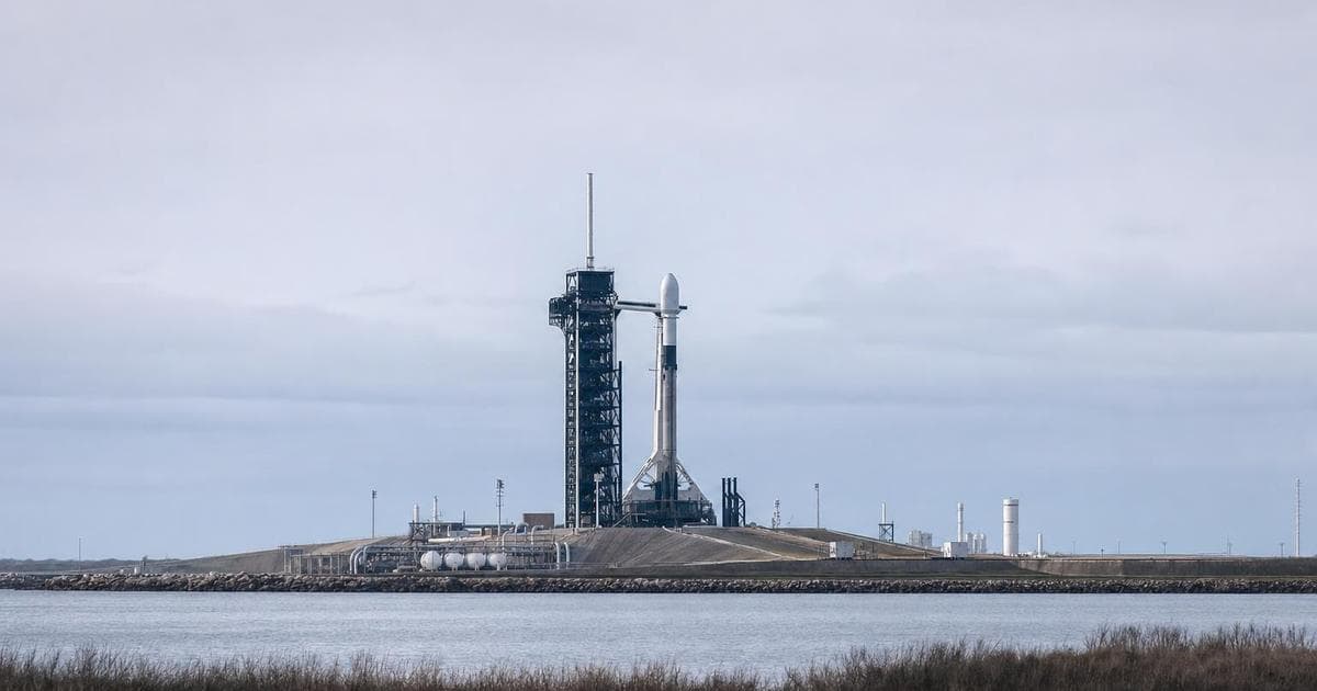Rocket on launch pad at coastal spaceport illustrating best space stocks for 2026 RKLB PL MDA