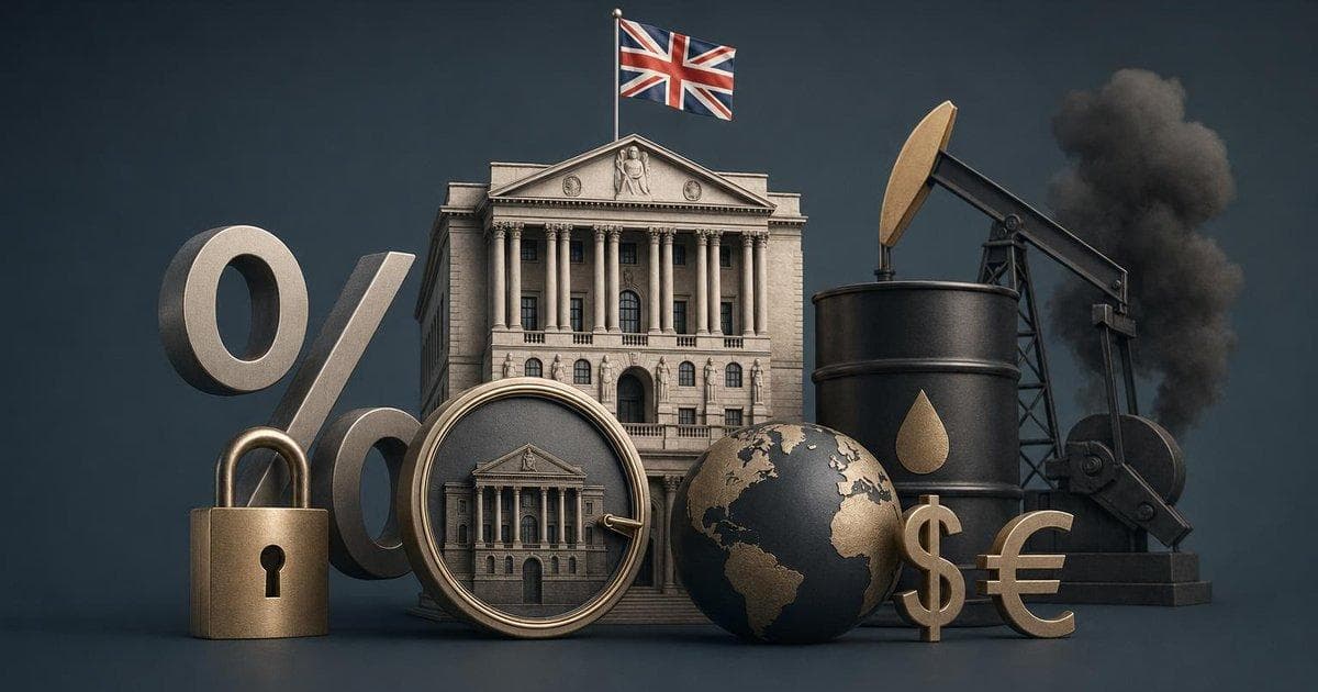 Bank of England rate decision graphic showing 3.75% Bank Rate and inflation risk impact on GBP forex markets