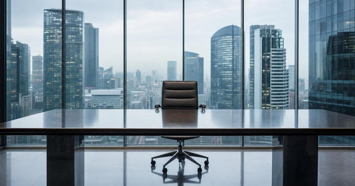 Empty boardroom chair symbolizes leadership shake-up and stock slide at major oil company BP