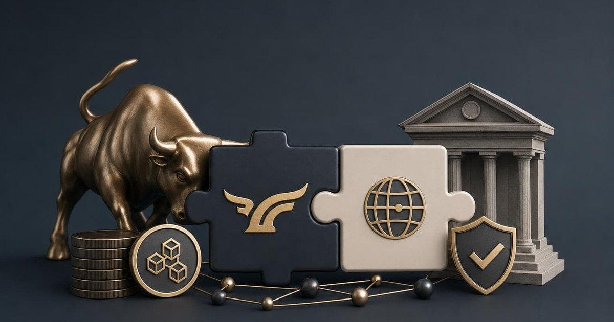Bullish and Equiniti logos with $4.2B acquisition and blockchain issuer services timeline to 2027