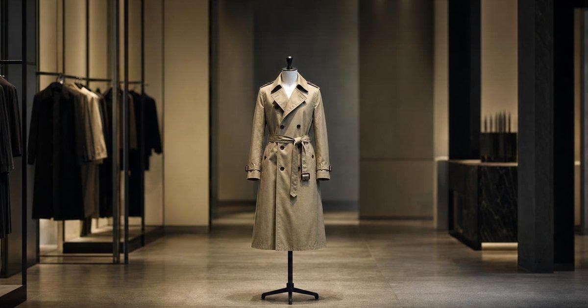 Luxury fashion coat on display in boutique illustrating turnaround profit at a major luxury retailer