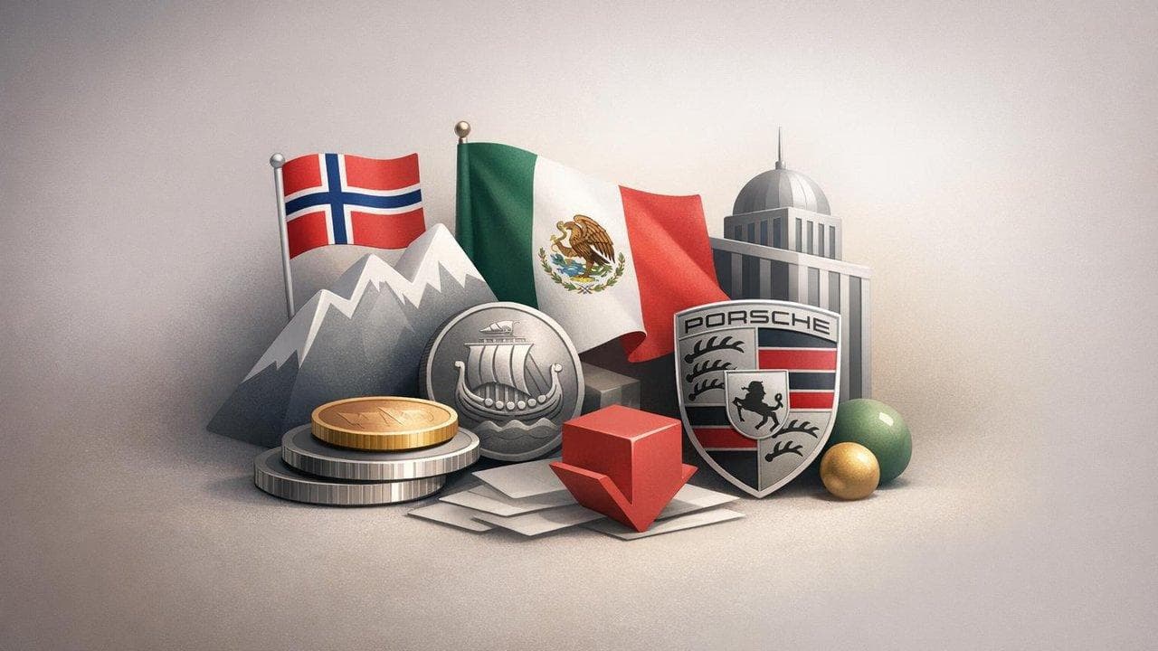 Global equities decline with Norges Bank hike signal, Bank of Mexico cut, and Porsche earnings in focus