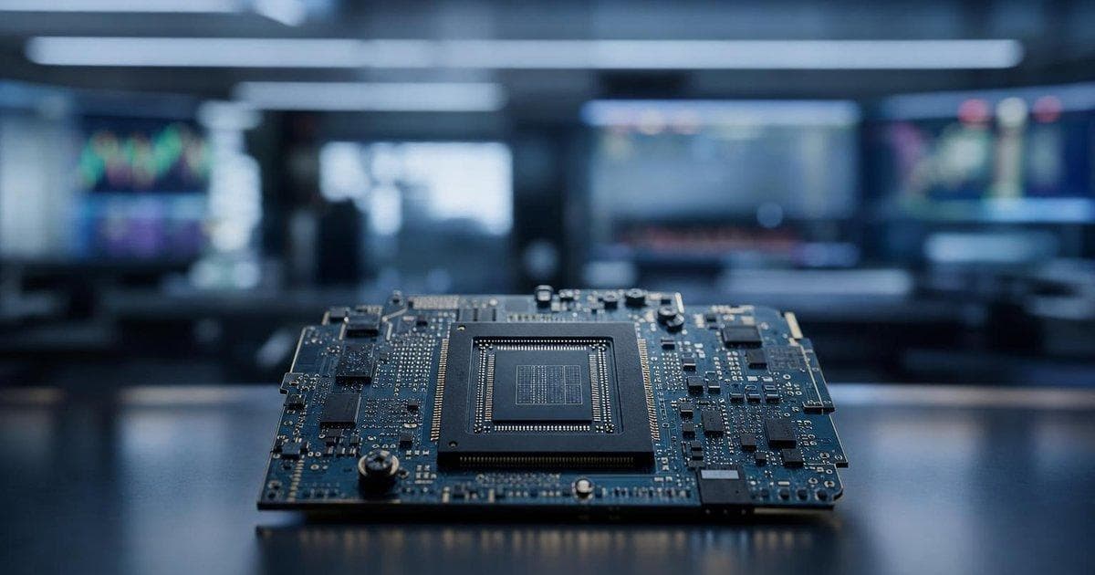 Close-up of advanced AI chip on circuit board illustrating strong IPO debut for AI hardware makers on Nasdaq