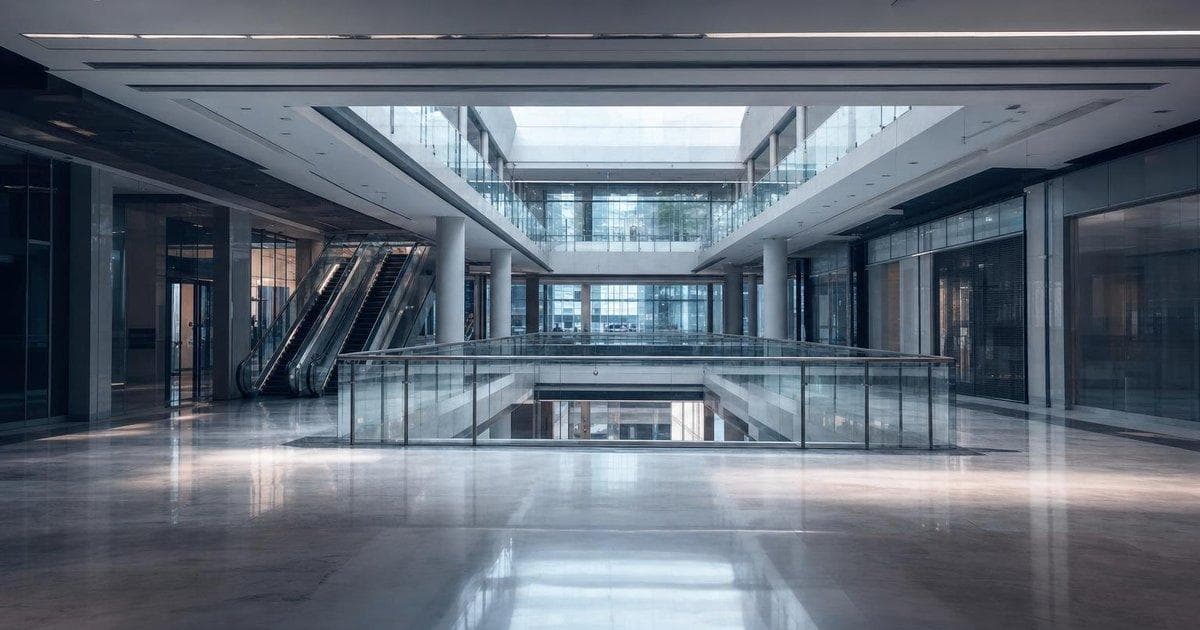 Sparse shoppers in an Asian mall reflecting China retail slowdown and weaker regional risk sentiment