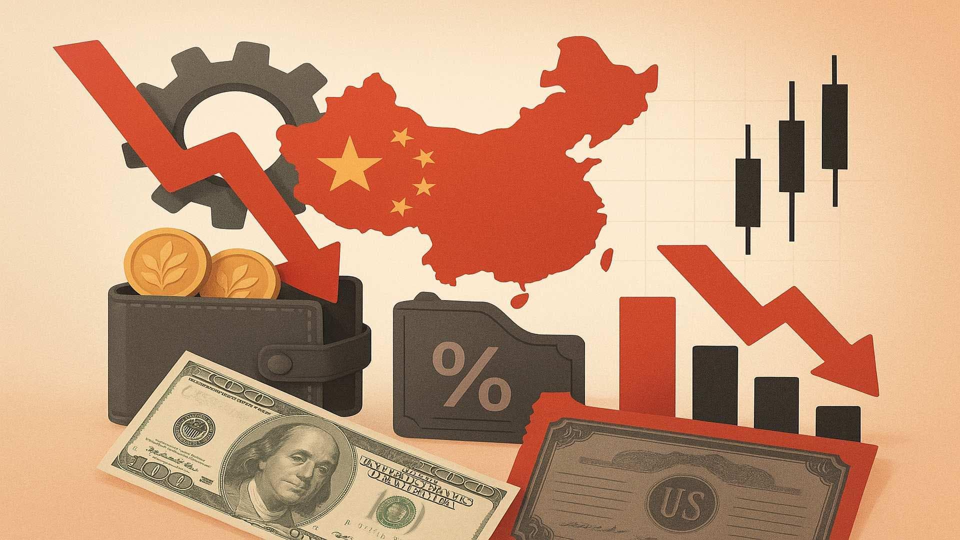 Asian equities decline chart with China's industrial production slowdown and ECB, US Treasury yield impact