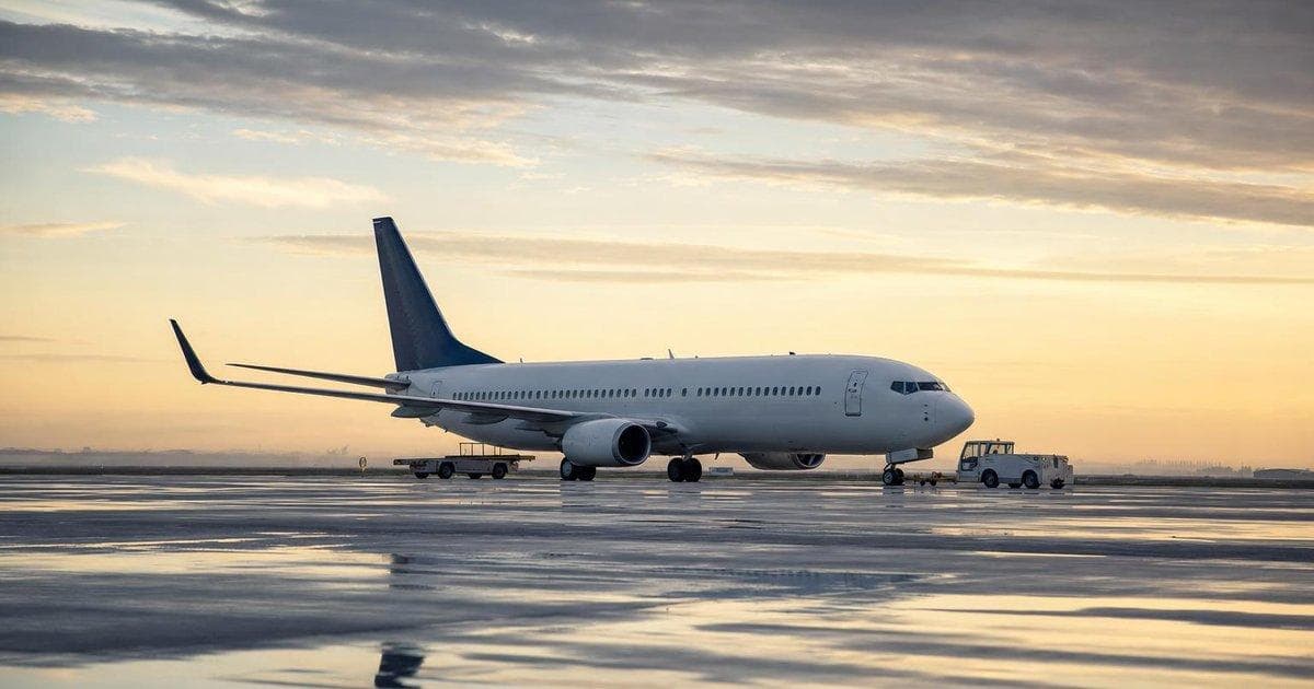 Commercial passenger jet on airport tarmac illustrating major aviation order after trade talks