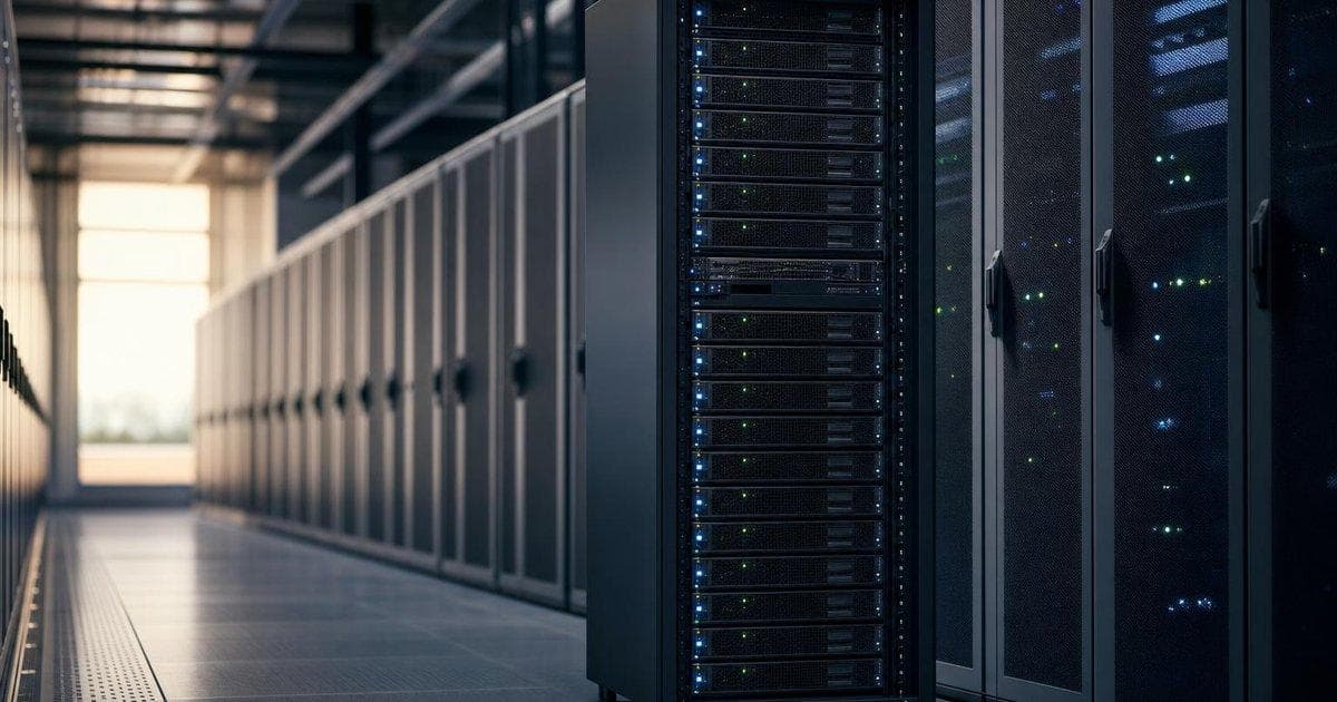Network servers in a data center as AI demand boosts networking stocks after strong Q3 results