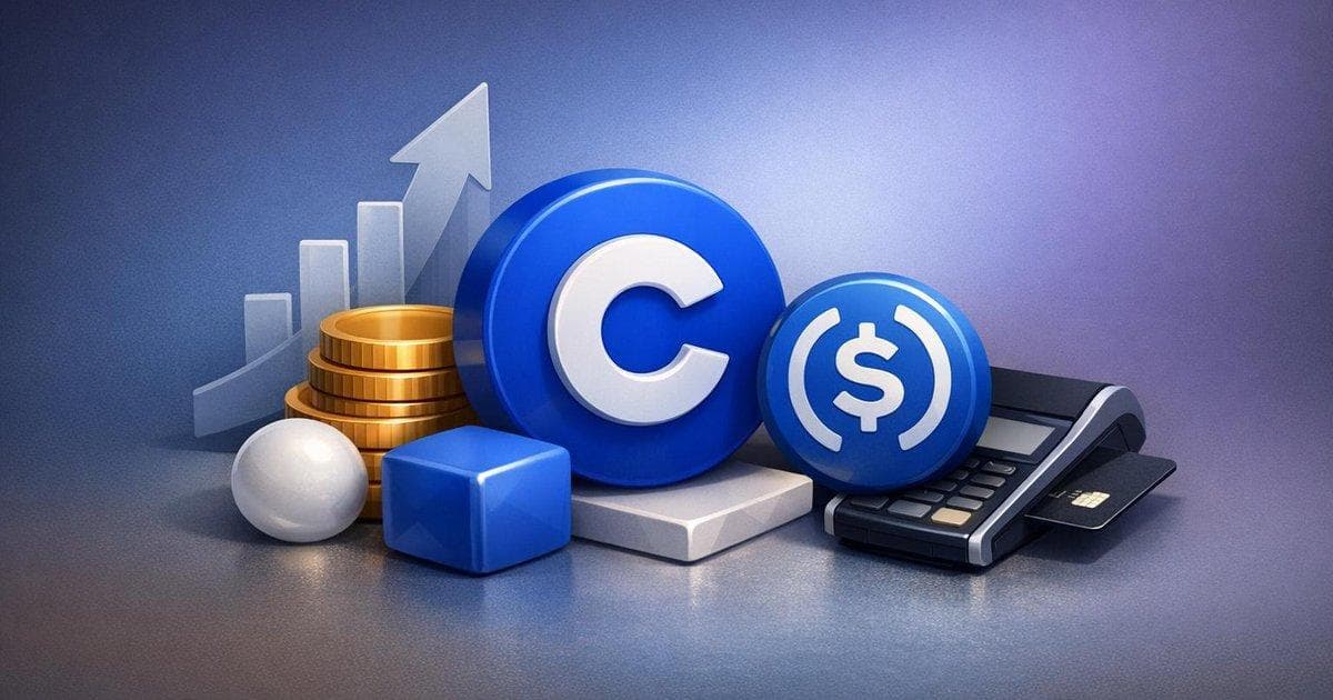 Coinbase stock and USDC growth chart highlighting rising subscriptions and payments partnership impact