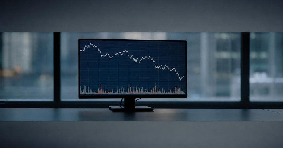 Computer screen showing lagging stock chart versus broad market index for Commerce.com returns vs S&P 500