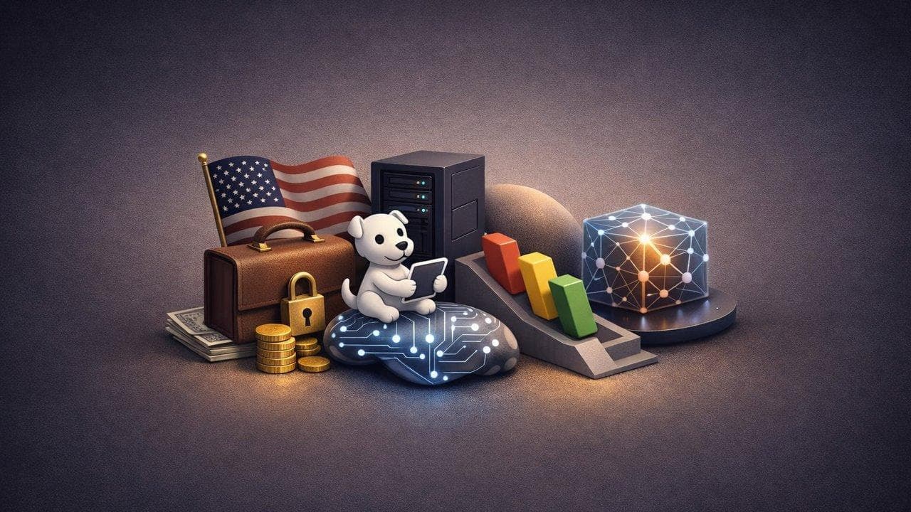 Finance and AI sector visualization with U.S. pensions, Datadog, Monday.com, and AI frameworks