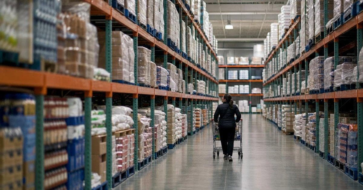 Wholesale warehouse interior symbolizing strong Q3 revenue and membership growth for COST