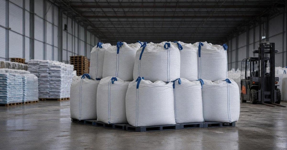 Bulk fertiliser bags stacked in a warehouse highlighting import cost pressures on India supply chains