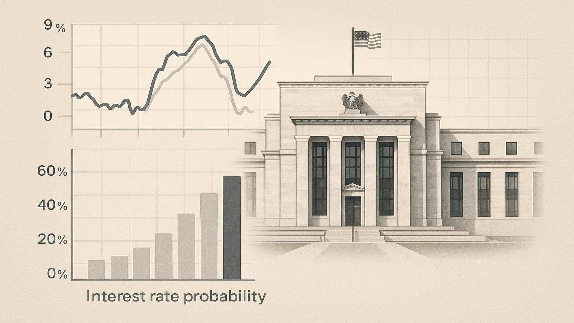 US CPI data chart and Federal Reserve visuals highlighting inflation and Powell's policy support