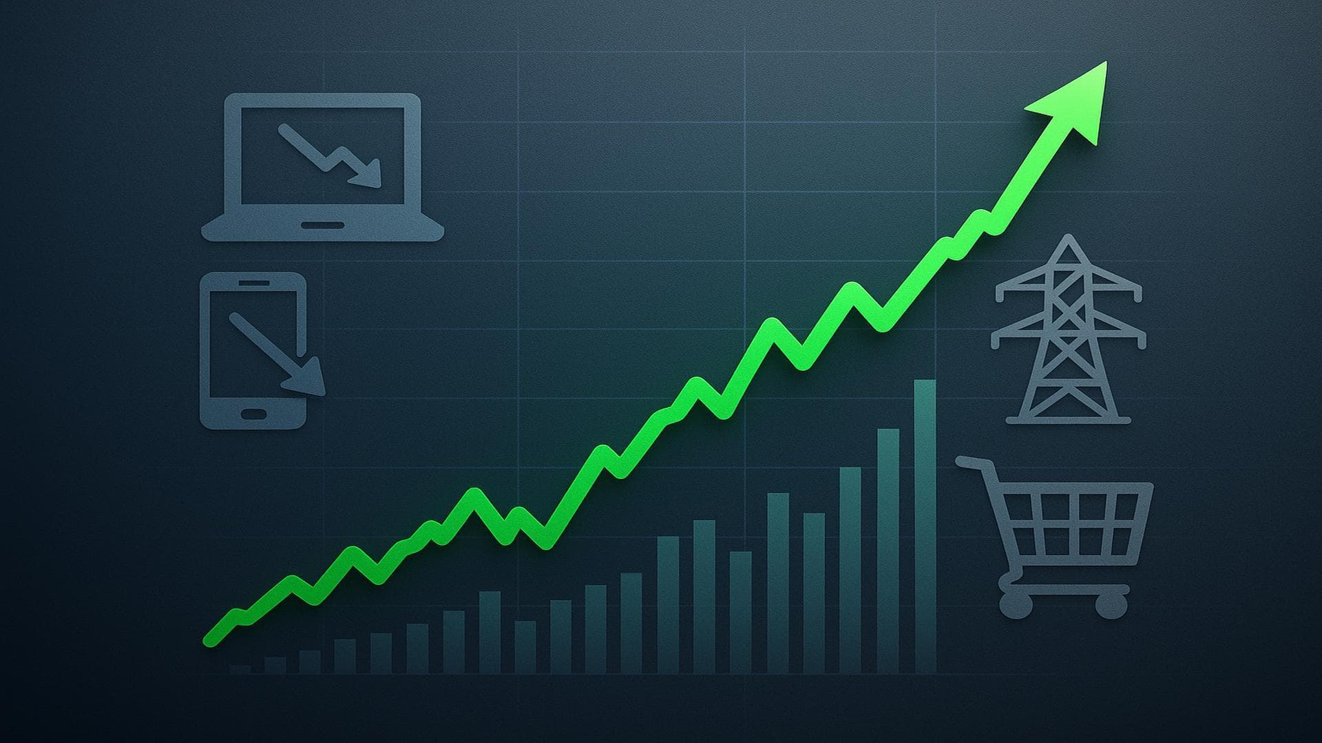 Dow index record high chart with tech stocks declining and defensive sectors rising