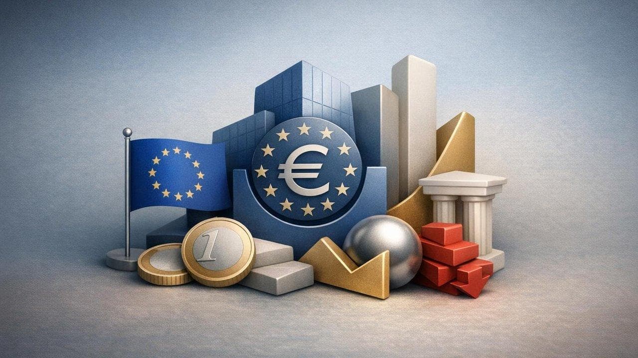 European stock market chart reacting to ECB unchanged rates and policy statement, equities decline