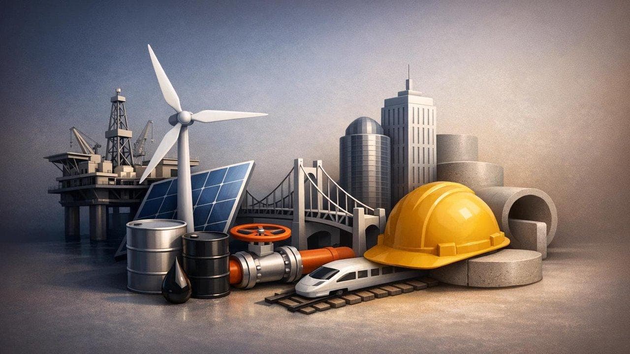 Energy and infrastructure stocks chart with institutional investment trends for 2026