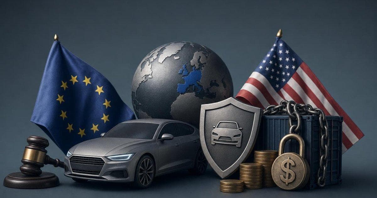 Chart of European auto stocks falling after new U.S. tariff hike and EU countermeasure warnings