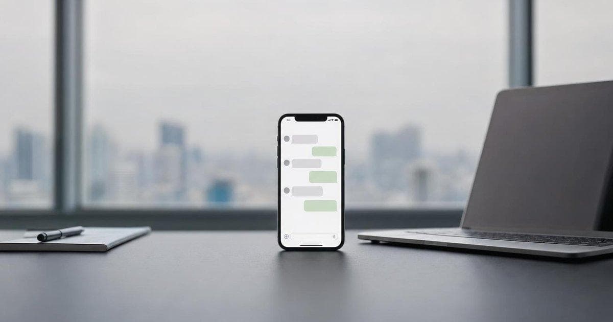 Smartphone with messaging app open as EU rules impact AI chatbot access on major platform