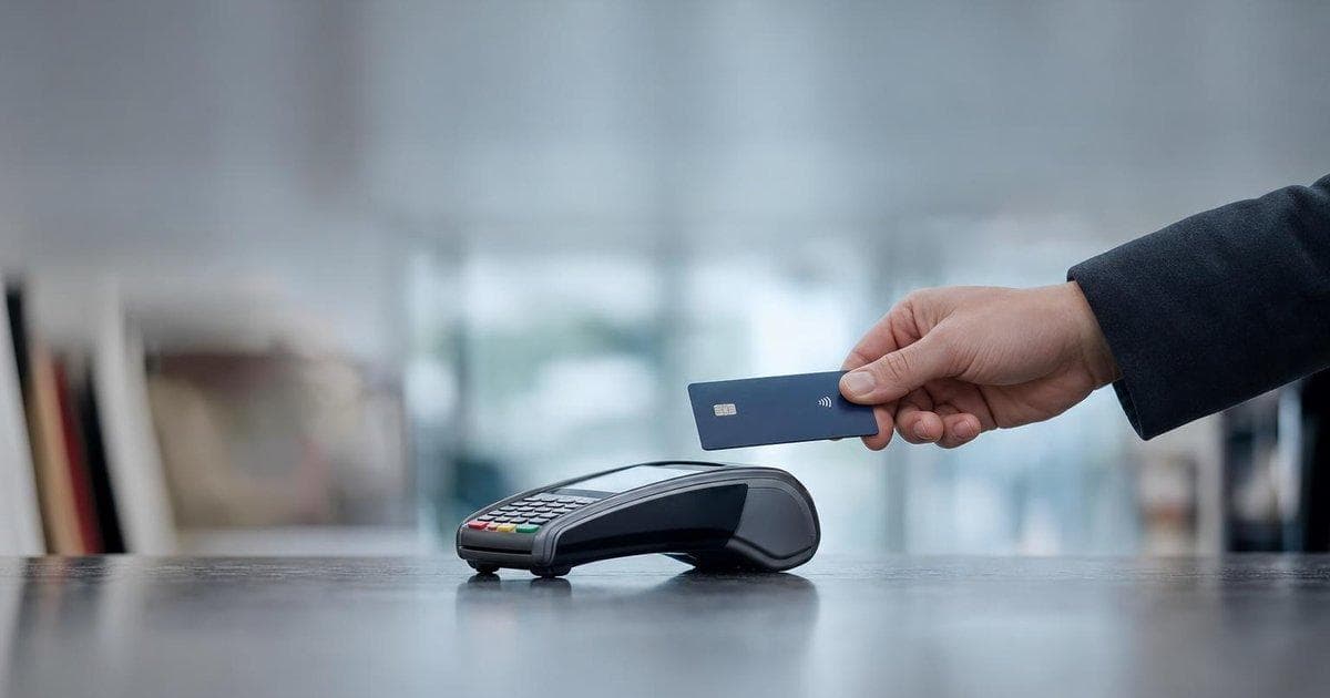 Generic contactless card payment at a store checkout amid regulatory probe into major digital wallet firms
